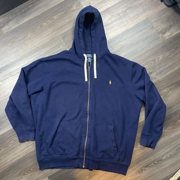 Polo Ralph Lauren Men’s Blue Full Zip Waffle Lined Hoodie Mens 3XLT - Picture 1 of 7